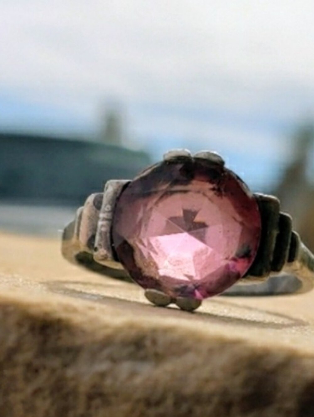 Antique Pink Gemstone Ring  In  Silver Setting Size 7. Excellent Condition